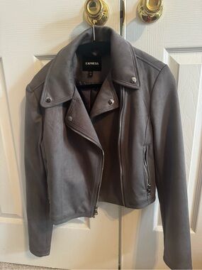 Express Gray Suede Moto Jacket